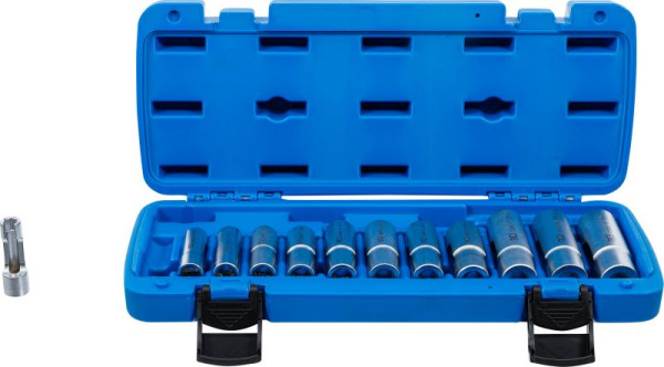 BGS Spezial-Steckschlüssel-Einsatz-Satz, geschlitzt, Antrieb Innenvierkant 10 mm (3/8"), SW 8 - 19 mm, 12-teilig, 70988