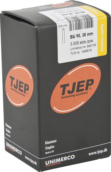 TJEP BE-90 35mm Klammer geharzt, rostfrei A4 Box 3.000 Stück, Klammern, 840136