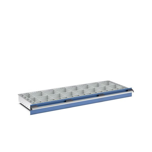 bott cubio Sortiment mit 52 Boxen, BxTxH: 1300x525x68mm, Kunststoff / RAL 7035, Lichtgrau, 43020782