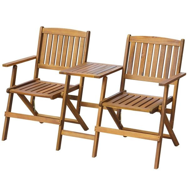 vidaXL Gartenbank Klappbar mit Teetisch 140 cm Massivholz Akazie, 42654
