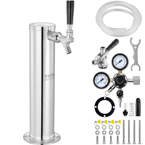 VEVOR Kegerator-Bierturm-Kit, mit Doppelmessgerät W21.8-Regler und S-System-Fasskupplung für Partys zu Hause, LTJZSBDYQOHQVN36OV0