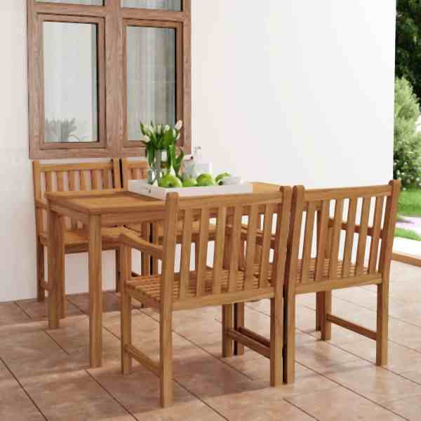 vidaXL 5-tlg. Garten-Essgruppe Massivholz Teak, 3059931