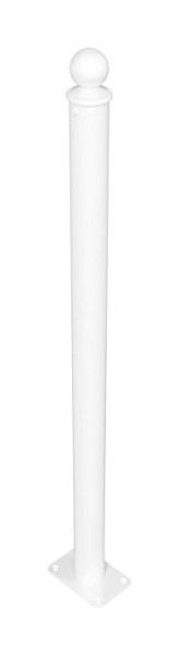 Schake Verkehrsschutzgittersysteme, Standpfosten für Dübel Befestigung, mit Kugelkopf Länge: 1000 mm, feuerverzinkt und weiß beschichtet, 419_603B