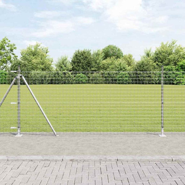 vidaXL Zaun mit Pfosten Silber 0.8 x 25 m Stahl, 3351023