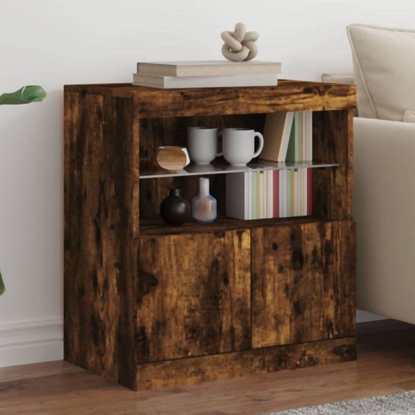 vidaXL Sideboard mit LED-Leuchten Räuchereiche 60x37x67 cm, 836655