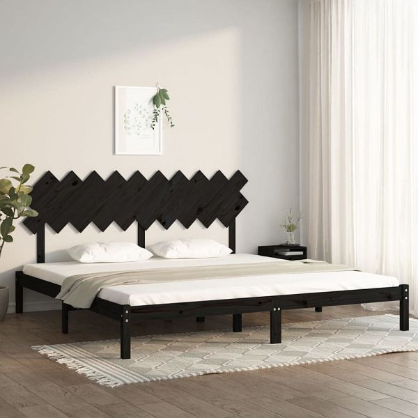 vidaXL Massivholzbett Schwarz 200x200 cm, Material des Bettgestells: Massives Kiefernholz, 3104892