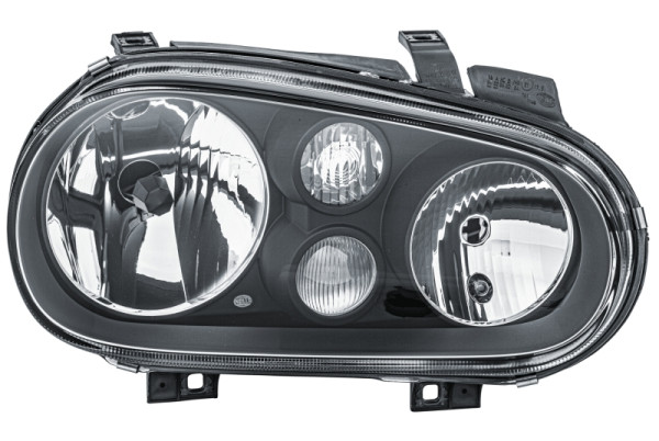 HELLA Halogen/DE/FF-Hauptscheinwerfer, für u.a. VW Golf IV (1J1), ECE, für Rechtsverkehr, rechts, 1EL 007 700-161