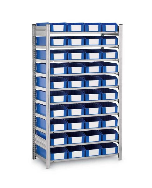 hofe Kästen-Anbauregal, 1750x300x1000 mm, 10 Fachebenen, verzinkt, 60 kg Fachlast, 550 kg Feldlast, einseitige Bedienung, HZA179420