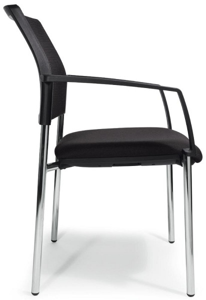 Deskin Besucherstuhl VALERA 4 mit Armlehnen, Schwarz, 630 x 630 x 940 mm, Gestell: Verchromt, VE: 2 Stück, 270522