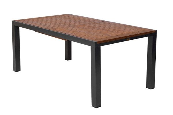 Merxx Ausziehtisch, 180 (250) x 100 cm, Tischplatte aus Akazienholz, graphitfarbenes Gestell, Aluminium mit FSC Akazienholz, 21608-217