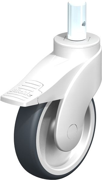 Blickle LWK-TPA 126G-FI-ZA55 Kunststoff-Lenkrolle WAVE mit Zapfen & Feststeller, Thermoplastisches Gummi-Elastomer, Grau, 740501
