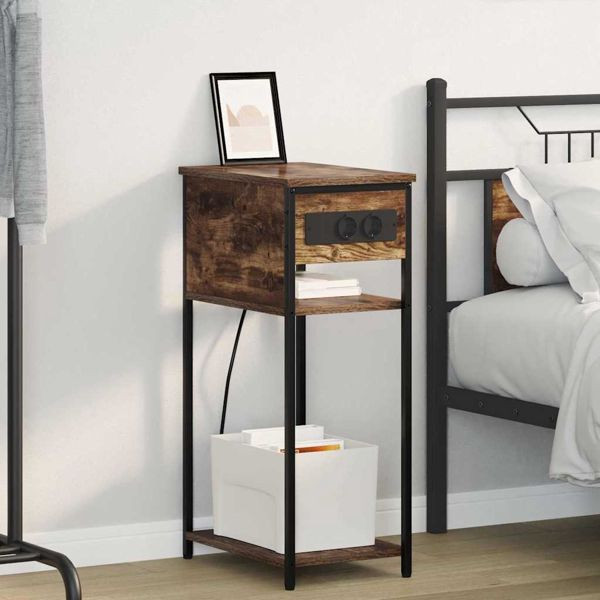 vidaXL Nachttisch Räuchereiche 41 x 28 x 76 cm Holzwerkstoff, 859577