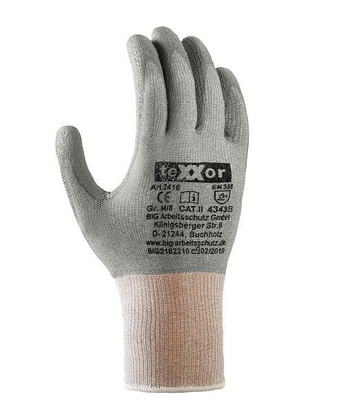 teXXor Schnittschutz-Strickhandschuhe PU-BESCHICHTUNG, grau/grau, Materialstärke Handfläche: ca. 1,10 mm, Größe: 10, VE: 12 Paar, 2416-10