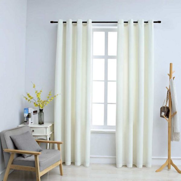 vidaXL Verdunkelungsvorhänge mit Ösen 2 Stück Samt Creme 140x245 cm, 134514