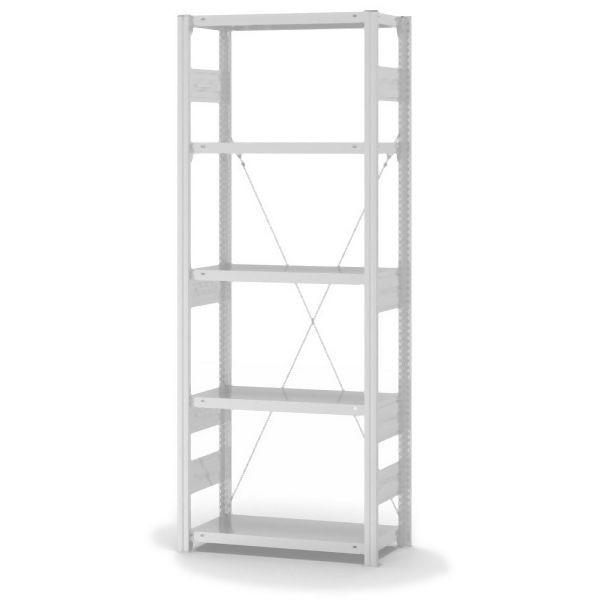 hofe Grundregal, zerlegt, 5 Böden 2000 x 300 x 750 mm, lichtgrau, Fachlast 300kg pro Boden, einseitige Bedienung, HKG20307XS