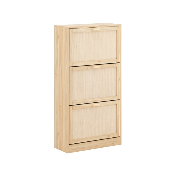 SoBuy Schuhschrank mit 3 Türen Holzfarbe 60x24x118cm, Funktional, FSR159-N