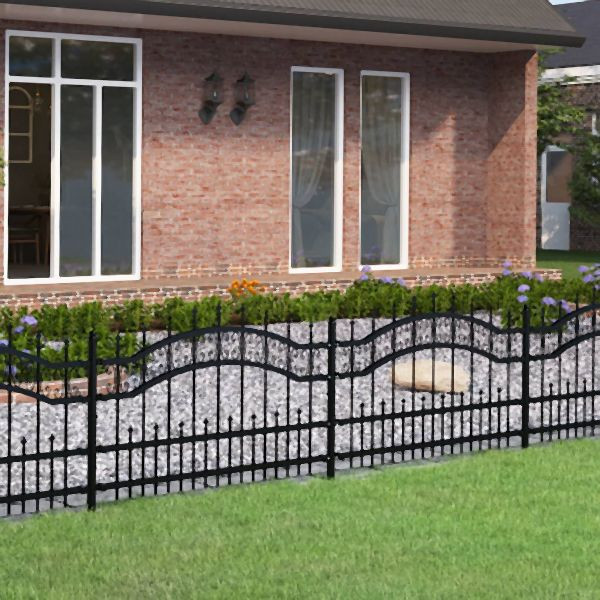 vidaXL Gartenzaun mit Speerspitzen Schwarz 115 cm Stahl, 151084