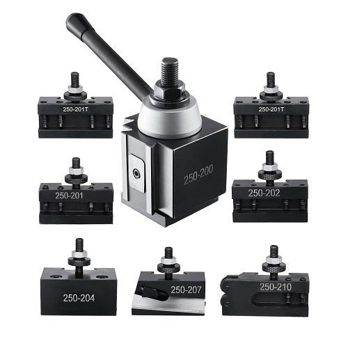 VEVOR Schnellwechsel-Werkzeughalter-Set, 8-tlg, für Mini-/Metalldrehmaschinen 254-381mm, langlebiger Stahl, KSDJ8JT1015IDLIQKV0