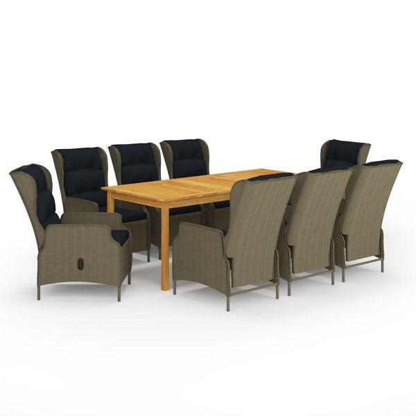 vidaXL 9-teilig Garten-Essgruppe Braun, 3067937