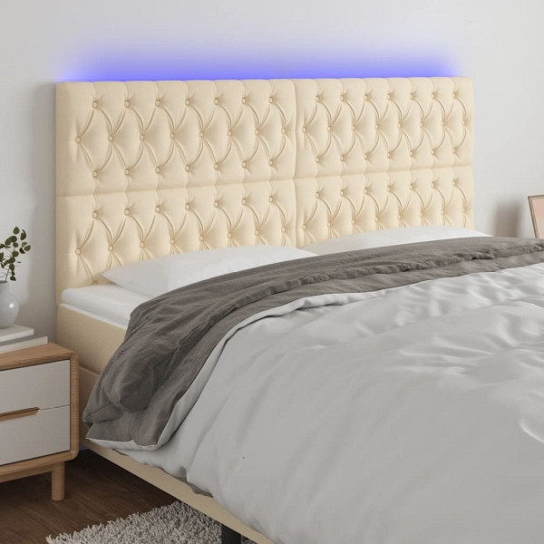 vidaXL LED Kopfteil Creme 180x7x118/128 cm Stoff, 3122779