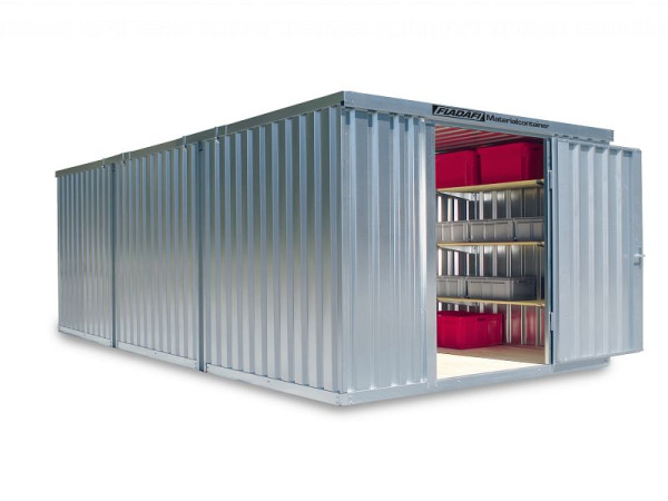 FLADAFI Materialcontainer-Kombination MC 1360, vormontiert, mit Holzfußboden, 3050 x 6520 x 2150 mm, Einflügeltür auf der 3 m Seite, F13600101-F911-F1361