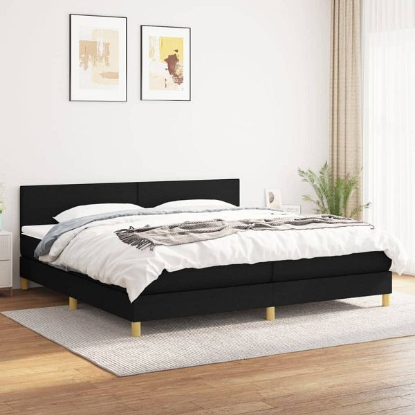 vidaXL Boxspringbett mit Matratze Schwarz 200x200 cm Stoff, 3140483
