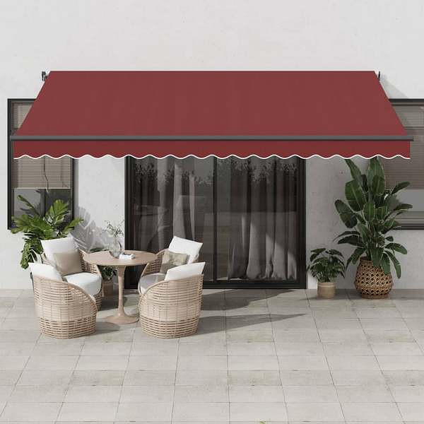 vidaXL Markise Automatisch mit LEDs Weinrot 450x300 cm, 3310192