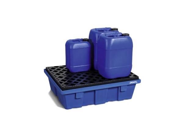 DENIOS Kleingebindewanne aus Polyethylen (PE), 60 Liter Auffangvolumen, mit Gitterrost, 328342