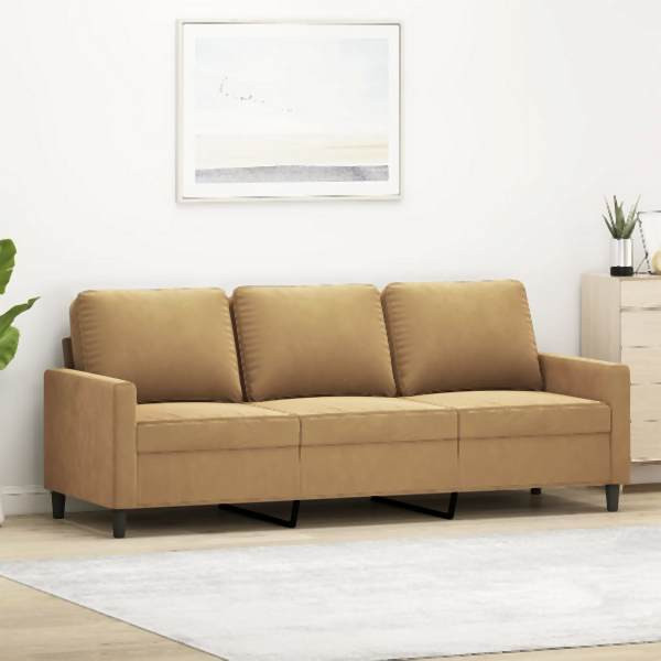 vidaXL 3-Sitzer-Sofa Braun 180 cm Samt, Füllung: Schaumstoff, 359216