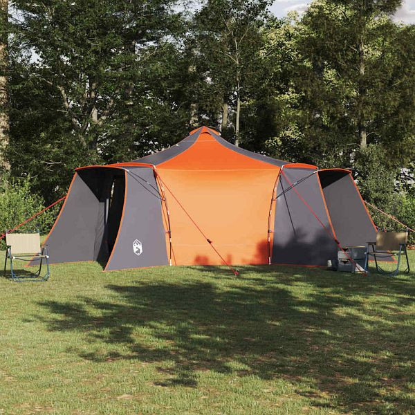 vidaXL Tipi Zelt mit Dach Grau und Orange 492 x 492 x 275 cm Stoff, 42000989