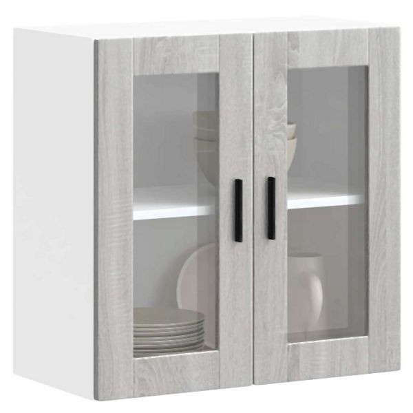 vidaXL Küchen-Hängeschrank mit Glastür Porto Grau Sonoma, 854153