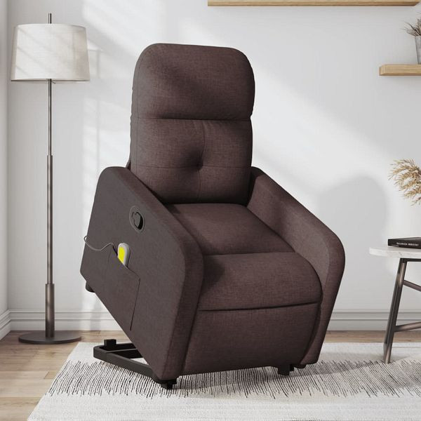 vidaXL Massagesessel mit Aufstehhilfe Dunkelbraun Stoff, 3206809