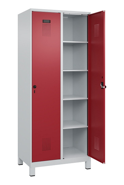 C+P Wäsche-Spind Evolo PLUS, mit Füßen, 2 Abteile, 1950x800x500mm, 7035/3003, Verschluss Drehriegel, Ablageböden 8, 049010-22B S10004