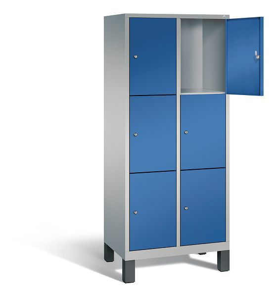 C+P Schließfachschrank Evolo, H1850xB810xT500mm, Farbe: Weißaluminium / Enzianblau, 48010-223 S10144
