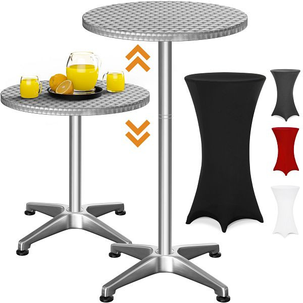 casaria Stehtisch Silber 115x60cm + Stehtischhusse Schwarz Ø60cm, 997731