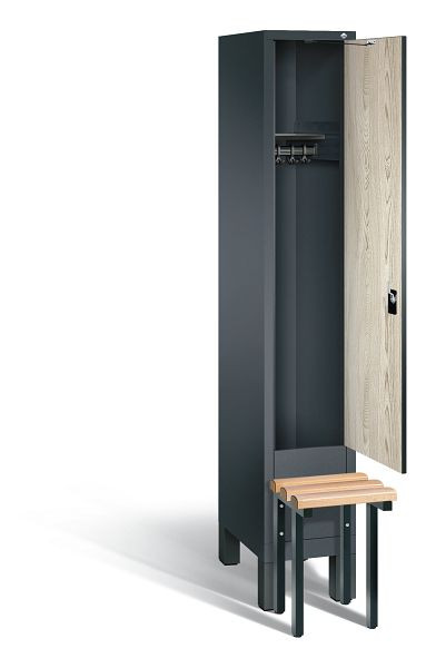 C+P Garderobenschrank Evolo, H1850xB320xT815mm, Farbe: Anthrazitgrau / Dekor Sen-Esche, 48030-10 S10088