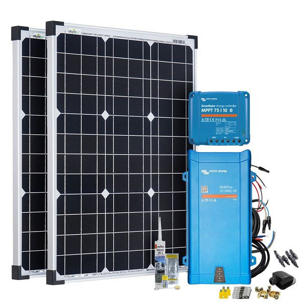 Offgridtec Mobil VeCore S 100W Wohnmobil Solaranlage inkl. MultiPlus12/800/35 Wechselrichter und Laderegler - schwarz, 4-01-023895-003