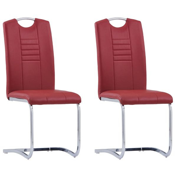 vidaXL Freischwinger 2 Stück Rot Kunstleder, 281781, 8719883599823