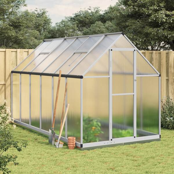 vidaXL Gewächshaus mit Fundamentrahmen Silber 334x169x202cm Aluminimum, UV-beständig, 3266329