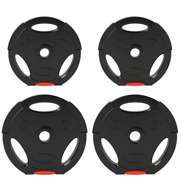 SPORTNOW 4er Gewichtsplatten-Set für Training, Fitnessstudio, Heimtraining, Stärke-Training, 2 x 5 kg und 2 x 2,5 kg, Schwarz, A91-364V00BK