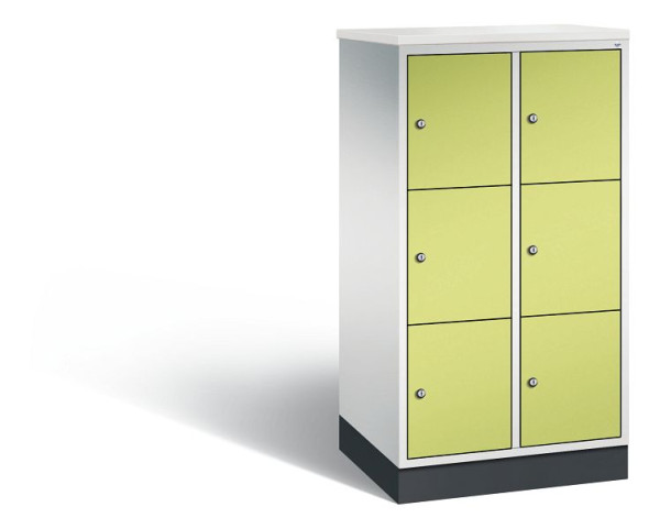C+P Schließfachschrank Intro, H1255xB620xT490mm, Farbe: Lichtgrau / Viridingrün, 8573-201 S10239