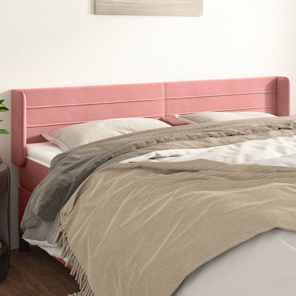 vidaXL Kopfteil mit Ohren Rosa 203x16x78/88 cm Samt, 3118979