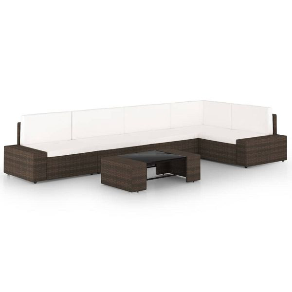 vidaXL 6-teilig Garten-Lounge-Set mit Kissen Braun Poly Rattan, 3067154