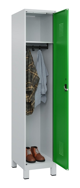 C+P Spind Evolo PLUS, mit Füßen, 1 Abteil, 1950x400x500mm, 7035/6037, Verschluss Zylinderschloss, Ablageböden 1, 049010-12 S10038