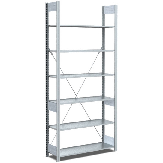 BITO Fachbodenregal Typ: EL Grundfeld 25mm-Boden Set /Archivregal 70kg 2199x746x324 verzinkt, C1250-0002