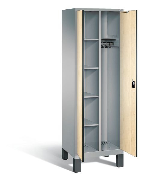 C+P Putzmittel-Spind Evolo, H1850xB610xT500mm, Farbe: Weißaluminium / Dekor Donau-Ahorn, 48060-20 S10118