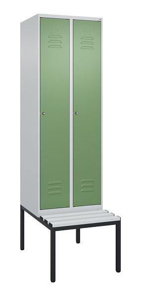 C+P Umkleidespind Classic PLUS mit Mitteltrennwand, 2 Abteile, 2120x600x815mm, 7035/6011, Zylinderschlösser, 0800507-20F S10021