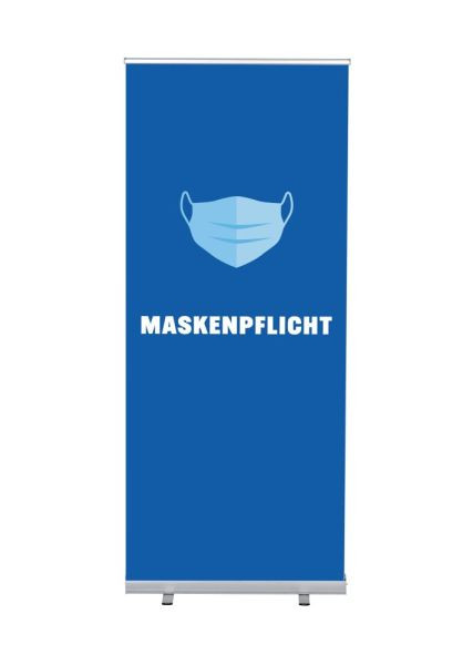 Showdown Displays Roll-Banner Budget 85 Komplettset Maskenpflicht Blau Deutsch, RBB085LSFI604