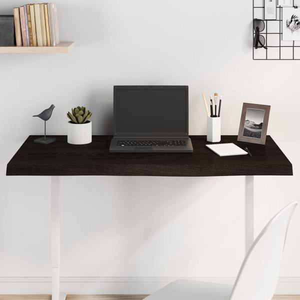 vidaXL Tischplatte Dunkelbraun 100x60x2 cm Massivholz Eiche Behandelt, 3156431