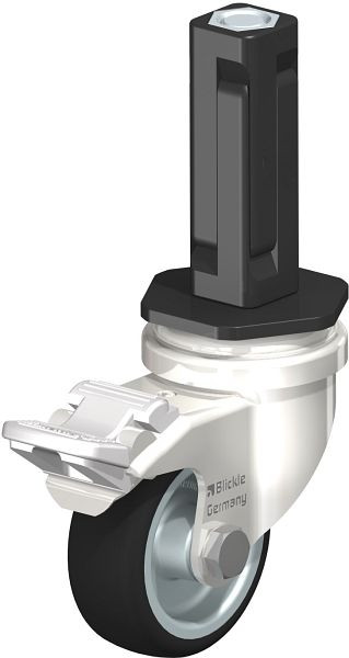 Blickle LRXA-PATH 50G-FI-EXV02 Edelstahl-Apparate-Lenkrolle mit Expander & Feststeller, Thermoplastisches Polyurethan, Grau, 853314